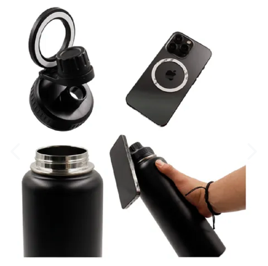 Combo vida activa: audífonos inalámbricos y termo con soporte magnético