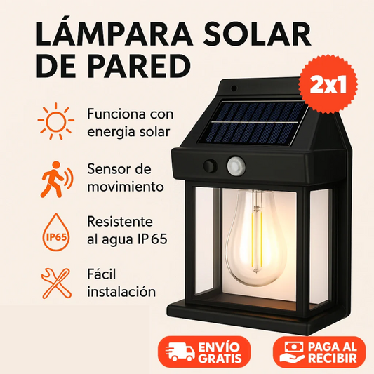 2x1 - Lámpara Solar de Pared 100 LED – Iluminación sin cables y sin cuentas